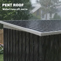 Outsunny 9x4 Outdoor Storage Shed Galvanized Steel Garden Shed with Foundation Kit, Ventilation & Doors, Dark Grey(m-7)