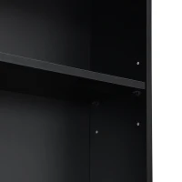 Mid-Century Entertainment Centre with 7 Adjustable Shelves, 4-Piece TV Wall Unit Console with 6 Cable Holes, 95.5'' L x 15.5'' W x 76.5'' H, Black(m-11)