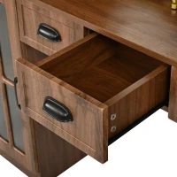 Farmhouse Makeup Vanity with LED Mirror and Power Outlet, Chic Dressing Desk with Jewelry Organizer, 54.5'' L x 15.5" W x 70" H, Walnut(m-13)