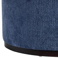 Elegant Round Storage Ottoman with Tufted Chenille and Removable Lid, Versatile Coffee Table for Living Room, 28'' L x 28" W x 16.5" H, Blue(m-5)
