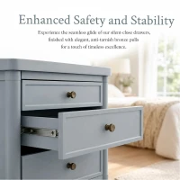 Modern Farmhouse Nightstand Set of 2 with 3 Storage Drawers, Wooden Bedside End Tables with Tapered Legs, 23.5'' L x 15.5'' W x 24.5'' H, Gray(m-4)