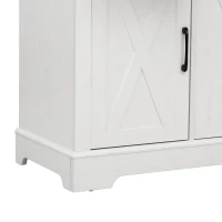 Farmhouse Buffet Cabinet with Metal Hardware and Wood Grain, Sturdy Sideboard for Kitchen and Dining Room, 55'' L x 15.5" W x 32" H, Vintage White(m-11)
