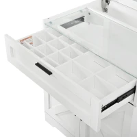 Versatile 3-in-1 Flip Top Makeup Vanity Cabinet with LED Lighted Mirror, Rustic Dressing Table for Bedroom, 26.5'' L x 19.5" W x 29.5" H, White(m-10)