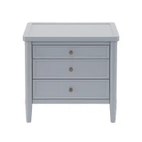 Modern Farmhouse Nightstand Set of 2 with 3 Storage Drawers, Wooden Bedside End Tables with Tapered Legs, 23.5'' L x 15.5'' W x 24.5'' H, Gray(m-2)