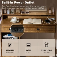 Farmhouse Makeup Vanity with LED Mirror and Outlet, Chic Dressing Table with Drawers and Padded Stool, 37.5'' L x 15.5" W x 56" H, Rustic Brown(m-5)