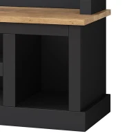 Farmhouse Hall Tree Coat Rack with 13 Compartments, Shoe Storage Bench Unit with Wide Storage Seating Bench, 59'' L x 18'' W x 79'' H, Black(m-14)
