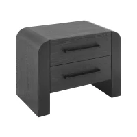 Minimalist Modern Nightstand with Black Metal Handles, Wooden Bedside Storage Table for Bedroom, 28.5'' L x 15.5'' W x 23.5'' H, Black(m-10)