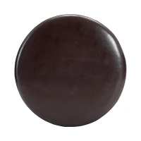 Stylish Round Storage Ottoman with Leather Upholstery, Versatile Coffee Table for Living Room and Bedroom, 32'' L x 32" W x 17.5" H, Dark Brown(m-4)
