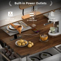 Farmhouse Kitchen Island with Power Outlet, Drop Leaf and Sliding Barn Doors, Versatile Rolling Cart for Kitchen, 53.5'' L x 18.5" W x 37" H, White(m-6)