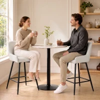 HOMCOM Kitchen Island Chairs Counter Height Bar Stools with Swivel Linen Seat and Footrest, Cream White(m-8)