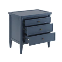 Modern Farmhouse Nightstand Set of 2 with 3 Storage Drawers, Wooden Bedside End Tables with Tapered Legs, 23.5'' L x 15.5'' W x 24.5'' H, Blue(m-9)
