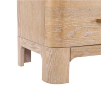 Modern Nightstand with 2 Drawers, Rounded Corners and Gold Handles, Versatile Storage Cabinet for Bedroom, 23.5'' L x 15.5" W x 22.5" H, Natural(m-9)