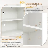 Rustic Farmhouse Entertainment Centre with 7 Adjustable Shelves, Modern TV Wall Unit with Panelled Doors, 95.5'' L x 15.5'' W x 76.5'' H, White(m-6)