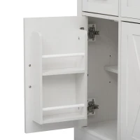 Farmhouse Buffet Cabinet with Metal Hardware and Wood Grain, Sturdy Sideboard for Kitchen and Dining Room, 55'' L x 15.5" W x 32" H, Vintage White(m-10)