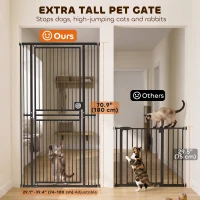 PawHut 71" Extra Tall Cat Gate,  29"-39" Wide Pet Gate with No Drilling, Narrow Spacing, Pull-Ring Latch, 2 Extension Kits(m-4)