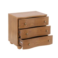 Retro Modern Nightstand Set of 2 with 3 Wave Drawers, Wooden Bedside Storage Tables with Bulbous Feet, 23.5'' L x 15.5'' W x 22.5'' H, Brown(m-11)