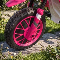 Aosom 12V Kids Motorcycle with Dual Motors, Training Wheels, Rear Suspension, Soft Start, Max Speed 5 MPH, for 3-6 Years, Pink(m-9)