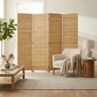 HOMCOM Hand Woven Room Divider, 4 Panel Bamboo Folding Privacy Screen for Home Office, 47.25"x67"x0.75", Natural(m-2)