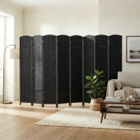 HOMCOM Folding Room Divider Screen 8 Panel 5.6 ' Tall Privacy Screen Freestanding Room Partition for Home Office, Black(m-10)