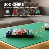 Soozier Poker Chip Set with Aluminum Case, Card Shuffler, 300 Chips, 2 Decks of Cards, Dealer Button for Texas Holdem Blackjack(m-7)