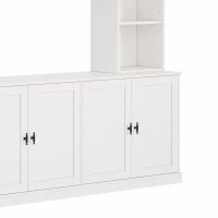 Rustic Farmhouse Entertainment Centre with 7 Adjustable Shelves, Modern TV Wall Unit with Panelled Doors, 95.5'' L x 15.5'' W x 76.5'' H, White(m-11)