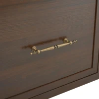 Farmhouse Hall Tree Coat Rack with 3 Arches and 8 Retro Hooks, Shoe Storage Bench Unit with 3 Drawers, 59'' L x 15.5'' W x 75'' H, Dark Walnut(m-13)