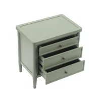 Modern Farmhouse Nightstand with 3 Storage Drawers, Wooden Bedside End Table with Tapered Legs, 23.5'' L x 15.5'' W x 24.5'' H, Green(m-9)