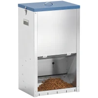 PawHut 50lbs Automatic Dog Feeder, Galvanized Gravity Pet Feeder with Lockable Clear Door, Indoor and Outdoor Use(m-1)
