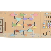 Qaba Wooden Wall Busy Board, Montessori Sensory Wall Panel Dachshund-Shaped for Playroom, Educational Toys for Toddler(m-11)