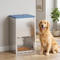 PawHut 50lbs Automatic Dog Feeder, Galvanized Gravity Pet Feeder with Lockable Clear Door, Indoor and Outdoor Use(m-9)