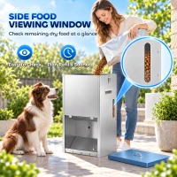 PawHut 50lbs Automatic Dog Feeder, Galvanized Gravity Pet Feeder with Lockable Clear Door, Indoor and Outdoor Use(m-7)