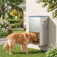 PawHut 50lbs Automatic Dog Feeder, Galvanized Gravity Pet Feeder with Lockable Clear Door, Indoor and Outdoor Use(m-8)