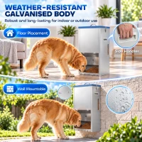 PawHut 50lbs Automatic Dog Feeder, Galvanized Gravity Pet Feeder with Lockable Clear Door, Indoor and Outdoor Use(m-5)