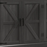 HOMCOM 55" Buffet Cabinet, Farmhouse Sideboard with 1.2" Thick Top, 4 Barn Doors, 2 Drawers and 2 Adjustable Shelves, Black(m-9)