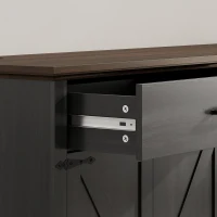 HOMCOM 55" Buffet Cabinet, Farmhouse Sideboard with 1.2" Thick Top, 4 Barn Doors, 2 Drawers and 2 Adjustable Shelves, Black(m-11)