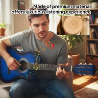 Soozier 38 Inch Full Size Classical Acoustic Electric Guitar Premium Gloss Finish with Strings, Picks, Shoulder Strap and Case Bag, Blue(m-5)