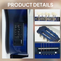 Soozier 38 Inch Full Size Classical Acoustic Electric Guitar Premium Gloss Finish with Strings, Picks, Shoulder Strap and Case Bag, Blue(m-6)