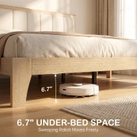 HOMCOM Full Bed Frame with Headboard Full Size Platform Bed Frame with Wooden Slats No Box Spring Needed Easy Assembly Oak(m-5)