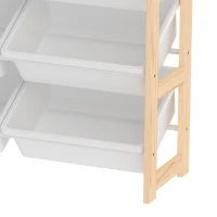 Qaba Toy Storage Organizer with 3 Shelves and 12 Bins, Montessori Kids Wooden Shelf for Playroom, Bedroom, Nursery, Natural(m-10)
