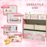 Qaba Toy Organizer with 6 Storage Bins, 25" x 12" x 26", Pink(m-6)