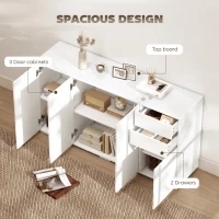 HOMCOM Kitchen Sideboard Storage Cabinet, Modern Coffee Bar Cabinet with Push-Open Design and 2 Drawers for Living Room, White(m-4)