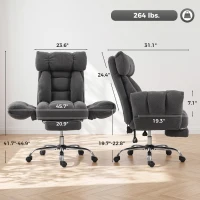 HOMCOM Criss Cross Office Chair with Flip-Up Armrests, Reclining Desk Chair with Wide Seat, Footrest, Wheels, Dark Gray(m-3)