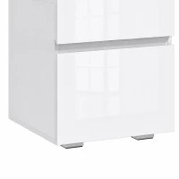 HOMCOM Modern Nightstand Set of 2, Narrow Bedside Table with 2 Drawers and High Gloss Drawer Fronts for Bedroom, White(m-9)