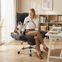 HOMCOM Criss Cross Office Chair with Flip-Up Armrests, Reclining Desk Chair with Wide Seat, Footrest, Wheels, Dark Gray(m-9)