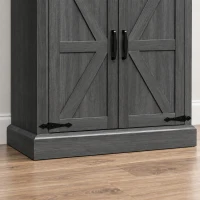 HOMCOM 30" Buffet Cabinet, Farmhouse Sideboard with 1.2" Thick Top, 2 Barn Doors, Drawer and Adjustable Shelf, Black(m-11)