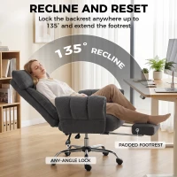 HOMCOM Criss Cross Office Chair with Flip-Up Armrests, Reclining Desk Chair with Wide Seat, Footrest, Wheels, Dark Gray(m-6)
