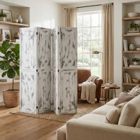 HOMCOM Screen Divider Room Divider Screen with Foldable Design for Indoor Bedroom Office 5.5' Rustic White(m-10)