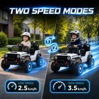 Qaba 12V Ride on Truck Car with Remote, Soft Start, 4-Wheel Suspension, Safety Belt, Lights, USB Music for Ages 2-4, White(m-7)