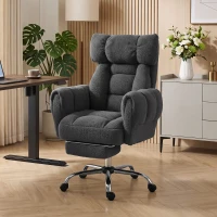 HOMCOM Criss Cross Office Chair with Flip-Up Armrests, Reclining Desk Chair with Wide Seat, Footrest, Wheels, Dark Gray(m-10)