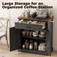 HOMCOM 30" Buffet Cabinet, Farmhouse Sideboard with 1.2" Thick Top, 2 Barn Doors, Drawer and Adjustable Shelf, Black(m-4)
